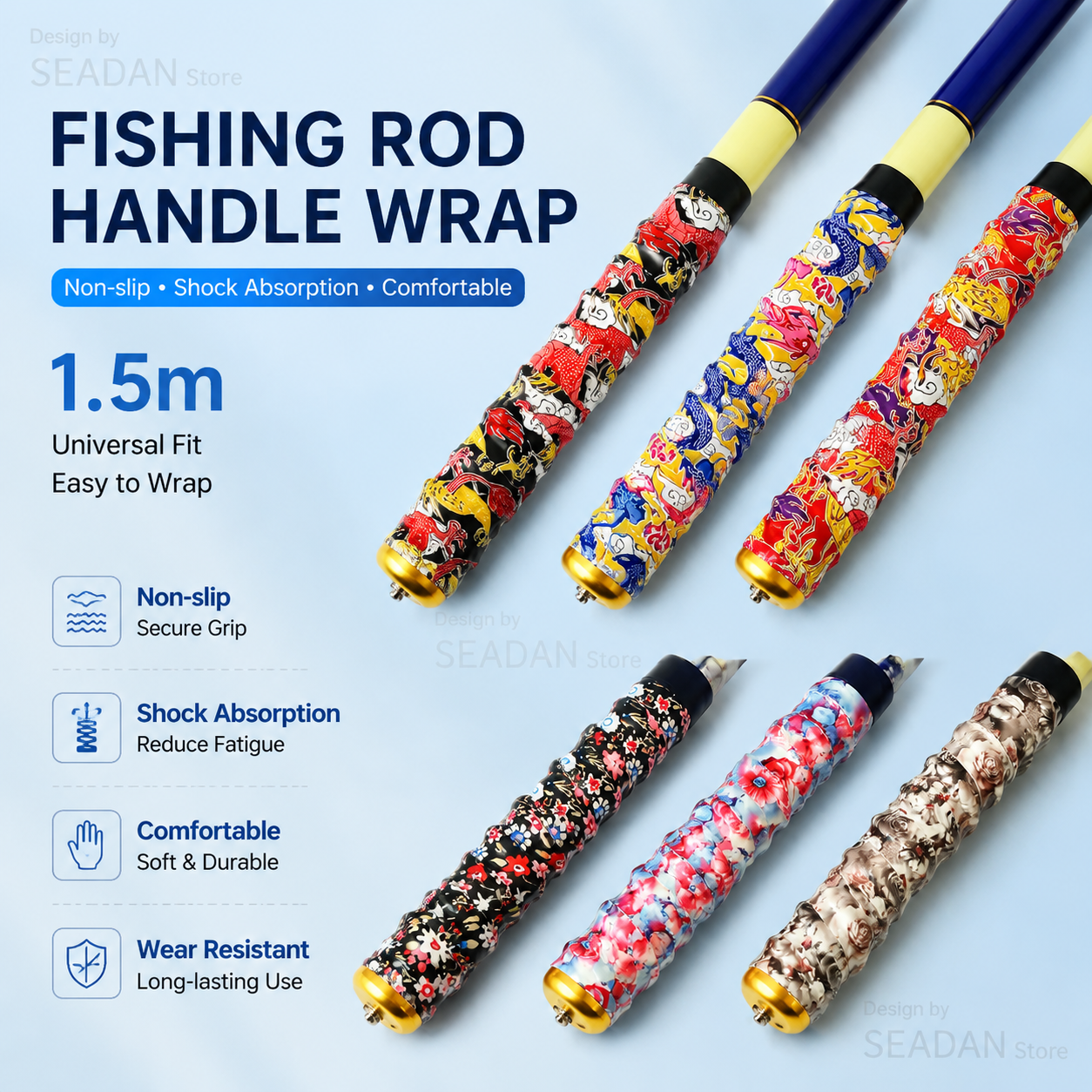 Badminton Rs - 1.5m Floral Dragon Pattern Fishing Rod