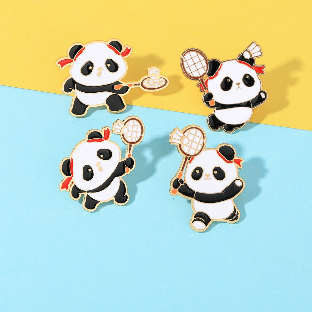 4Pcs/Set Funny Panda Play Badm - Badminton Icon 评论和价格