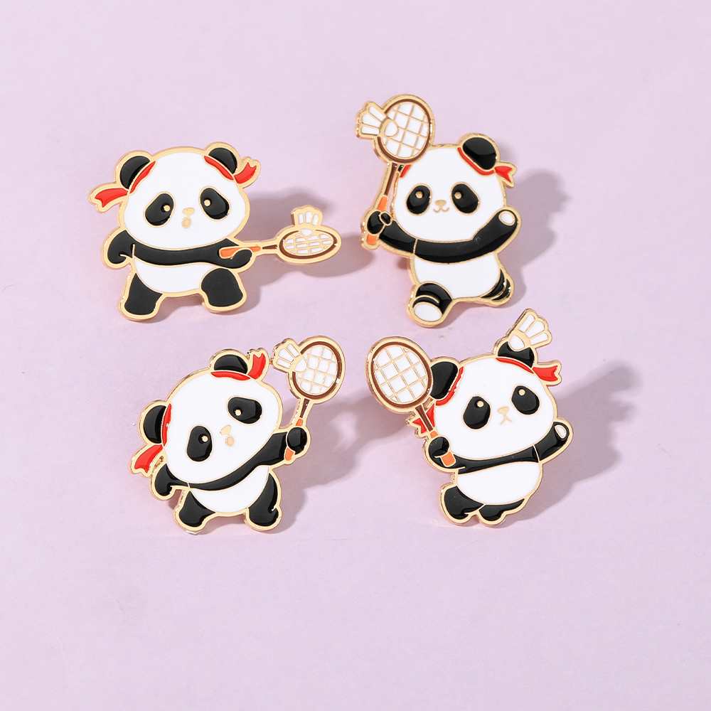4Pcs/Set Funny Panda Play Badm - Badminton Icon 评论和价格