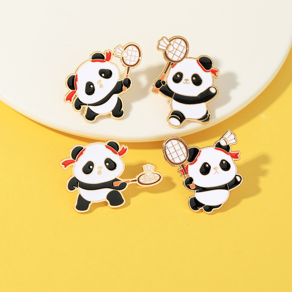 4Pcs/Set Funny Panda Play Badm - Badminton Icon 评论和价格