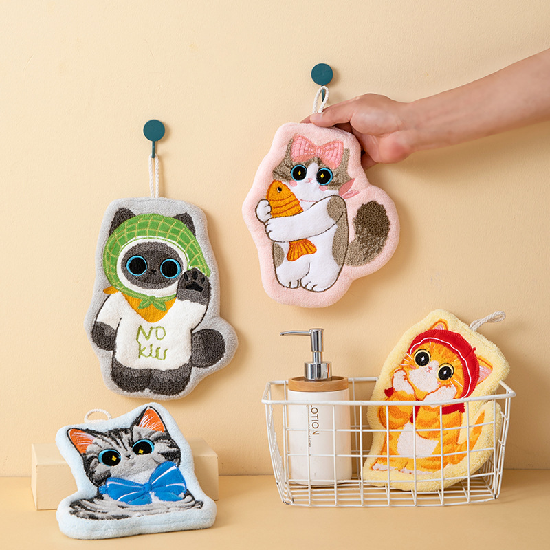 Cute cat hand towel hanging ty - Towel Small Sport 评论和价格