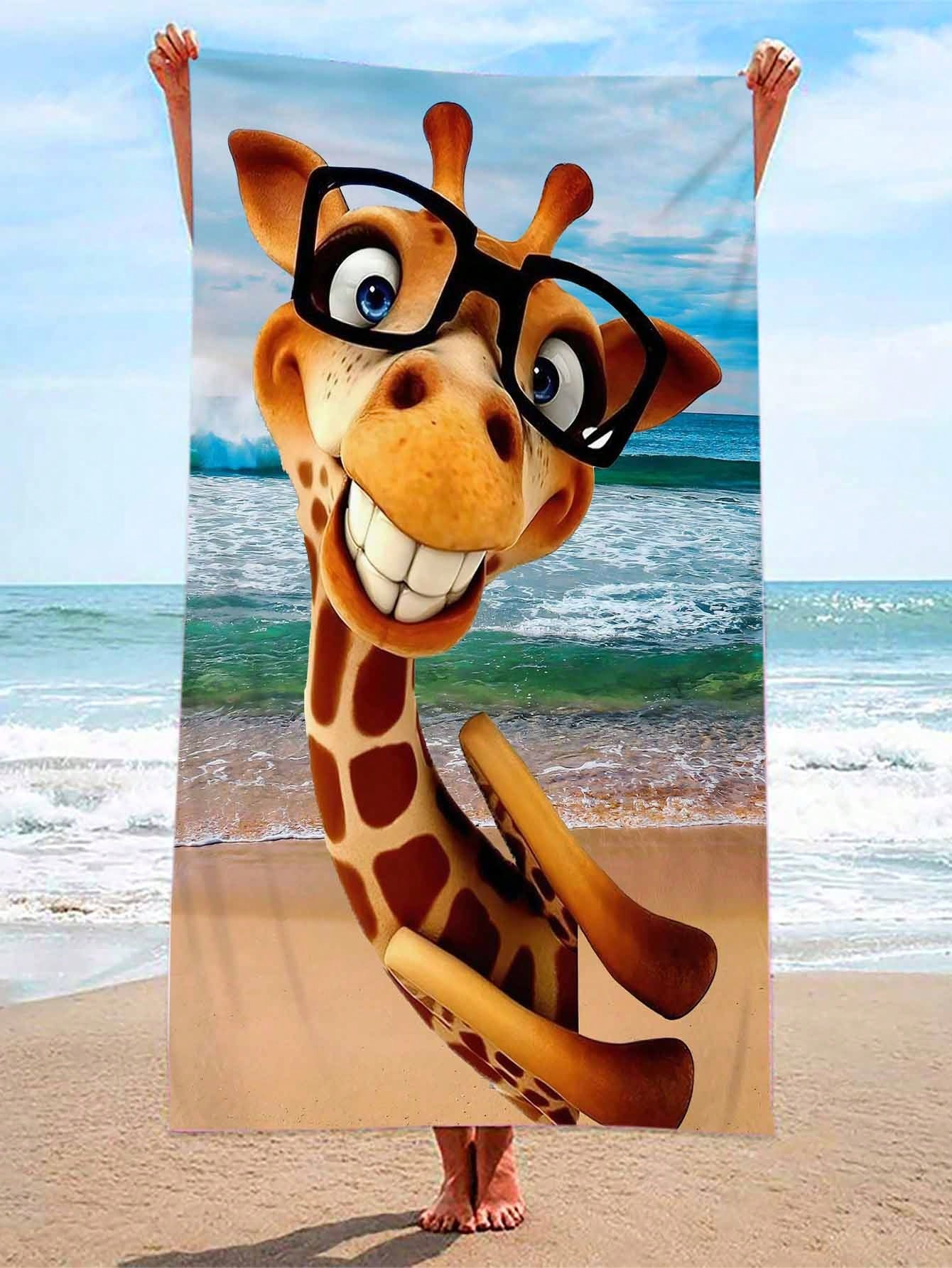 Cartoon Giraffe Beach Towel Qu - Towel Small Sport 评论和价格