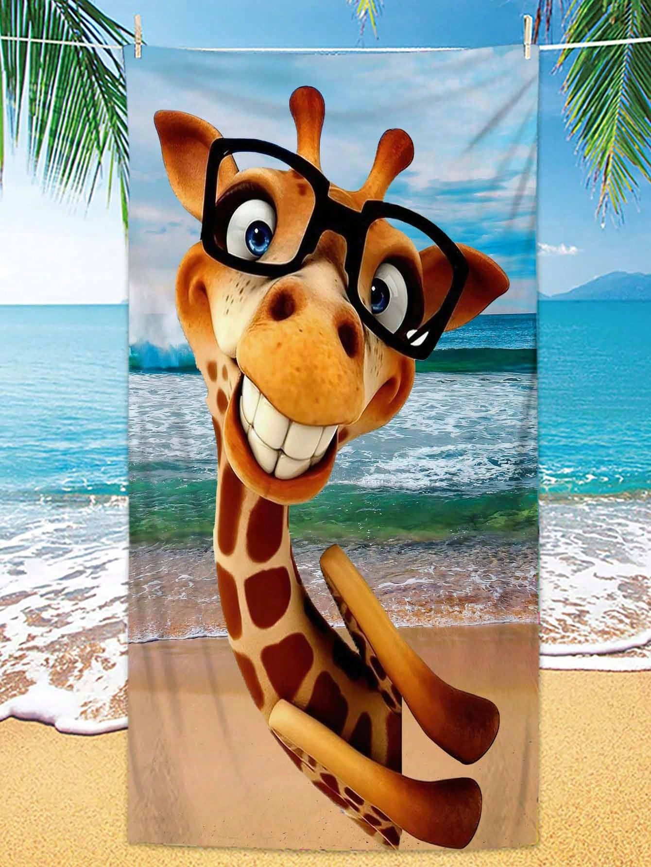 Cartoon Giraffe Beach Towel Qu - Towel Small Sport 评论和价格