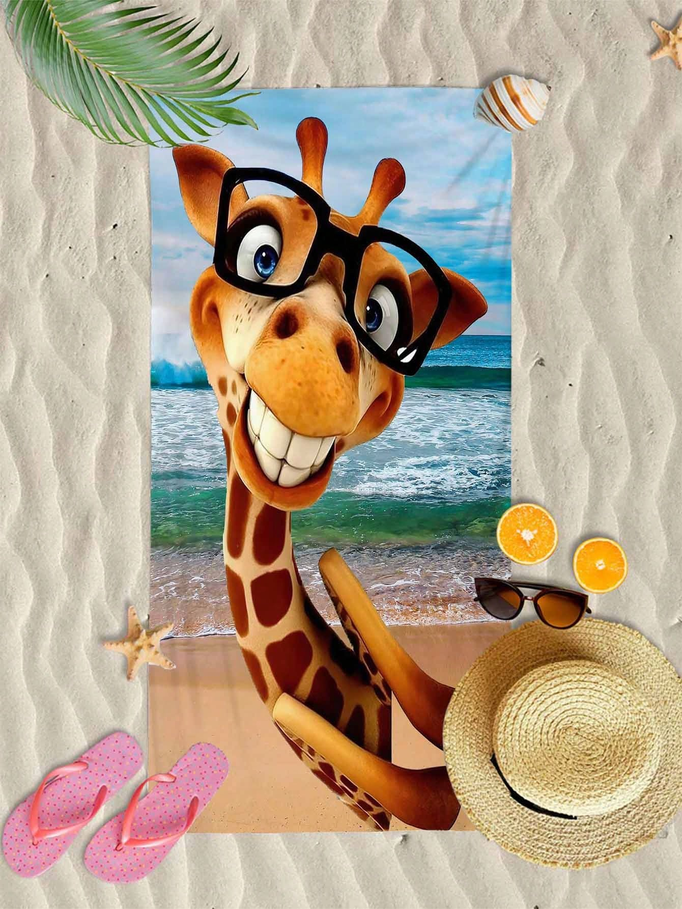 Cartoon Giraffe Beach Towel Qu - Towel Small Sport 评论和价格